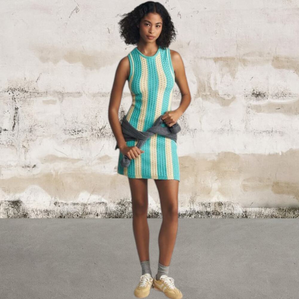 Anthropologie $128 Daily Practice Striped Knit Mini Dress Size Small NWT